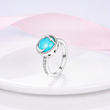 925 Sterling Silver Blue Night Sky Ring for Women Fine Jewelry Fashion Accessory