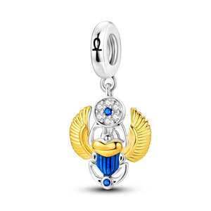 925 Sterling Sliver Egyptian Scarab Beetle Charm for Bracelets Fine Jewelry Women Pendant