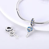 925 Sterling Silver Trinity Knot Heart Charm for Bracelets Fine Jewelry Women Pendant