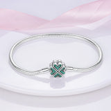 925 Sterling Silver Four Leaf Clover Clasp Bracelet Fine Jewelry Women