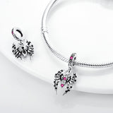 925 Sterling Silver Spider Dangle Charm for Bracelets Fine Jewelry Women Pendant