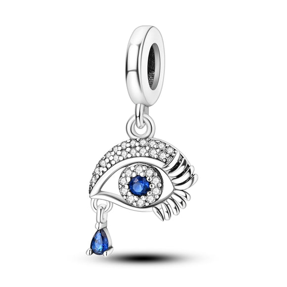925 Sterling Silver Eye with Teardrop Charm for Bracelets Fine Jewelry Women Pendant