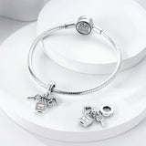 925 Sterling Silver Lock and Key Charm for Bracelets Fine Jewelry Women Pendant