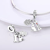 925 Sterling Silver I Love My Dog Charm for Bracelets Fine Jewlery Women Pendant Necklace