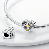 925 Sterling Silver Faith Heart Charm for Bracelets Fine Jewelry Women Pendant