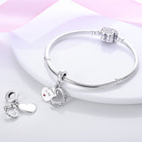 925 Sterling Silver Always in my Heart Charm for Bracelets Fine Jewelry Women Pendant