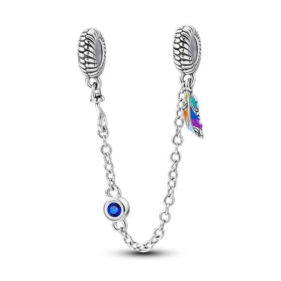 925 Sterling Silver Bohemian Safety Chain Charm for Bracelets Jewelry Women