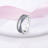 925 Sterling Silver Triple Layer Ring for Women Fine Jewelry Fashion Accessories