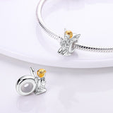 925 Sterling Silver Praying Angel Stopper Charm for Bracelets Fine Jewlery Women Pendant Necklace