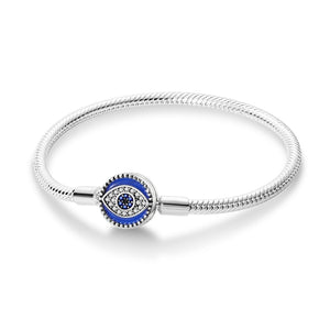 925 Sterling Silver Guarding Eye Clasp Bracelet for charms Fine Jewelry Women