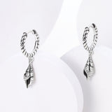 925 Sterling Silver Seashell Hoop Earrings for Women Fine Jewelry Fashion Accessory