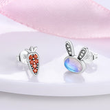 925 Sterling Silver Carrot And Rabbit Stud Earrings For Women Fashion Accessory