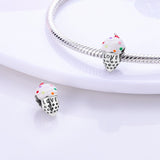 925 Sterling Silver Ice Cream Charm for Bracelets Fine Jewelry Women Pendant