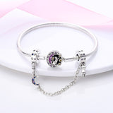 925 Sterling Silver Cat and Moon Safety Chain Charm Bracelets Jewelry Women