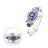 925 Sterling Silver Blue Moon Ring for Women Fine Jewelry Fashion Accessory Celestial