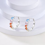 925 Sterling Silver Rainbow Earrings for Women Fine Jewelry Fashion Accessory