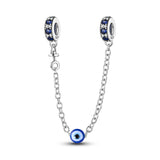 925 Sterling Silver Guarding Eye Safety Chain Charm for Bracelets Fine Jewelry Women