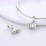 925 Sterling Sliver Rhinoceros Charm for Bracelets Fine Jewelry Women Pendant