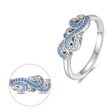 925 Sterling Silver Blue Ocean Waves Ring for Women Fashion Accessory Gift
