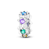 925 Sterling Sliver Rainbow Stars Stopper Charm for Bracelets Fine Jewelry Women Pendant Necklace