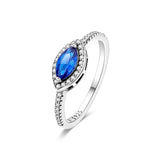 925 Sterling Silver Blue Sparkle Ring for Women Fine Jewelry Fashion Accessory