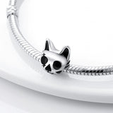 925 Sterling Silver Scary Halloween Cat Charm for Bracelets Fine Jewelry Women Pendant