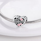 925 Sterling Silver Mi Amor Charm for Bracelets Fine Jewelry Women Pendant