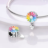 925 Sterling Silver Hope Flower Charm for Bracelets Fine Jewelry Women Pendant Necklace