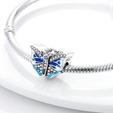 925 Sterling Silver Blue Butterfly Charm for Bracelets Fine Jewelry Women Pendant