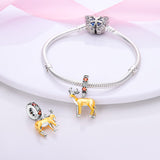 925 Sterling Silver Antelope Dangle Charm for Bracerlets Fine Jewelry Women Pendant