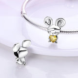 925 Sterling Silver Little Mouse Charm for Bracelets Fine Jewlery Women Pendant Necklace