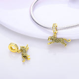 925 Sterling Silver Leopard Charm for Bracelets Fine Jewelry Women Pendant