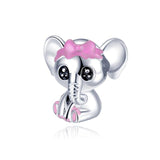 925 Sterling Silver Pink Baby Elephant Charm for Bracelets Fine Jewelry Women Pendant Necklace