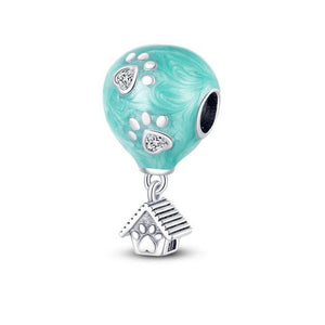 925 Sterling Silver Paw Print Balloon Charm for Bracelets Fine Jewelry Women