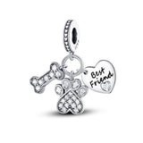 925 Sterling Silver Best Friend Charm for Bracelets Fine Jewelry Women Dog Pendant Necklace