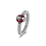 925 Sterling Silver Ladybug Ring Fine Jewelry Women Accessories