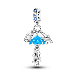 925 Sterling Silver Jelly Fish Charm for Bracelets Fine Jewelry Women Pendant
