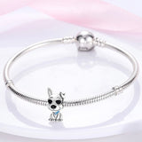 925 Sterling Silver Cool Dog Charm for Bracelets Fine Jewelry Women