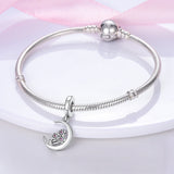 925 Sterling Silver Moon and Flowers Charm for Bracelets Fine Jewelry Women