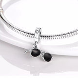 925 Sterling Silver Sunglasses Charm for Bracelets Fine Jewelry Women Pendant