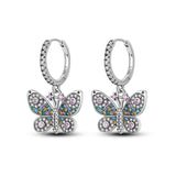 925 Sterling Silver Butterfly Earrings Fine Jewelry Women Accessories