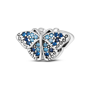 925 Sterling Silver Blue Butterfly Charm for Bracelets Fine Jewelry Women