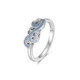 925 Sterling Silver Blue Ocean Waves Ring for Women Fashion Accessory Gift