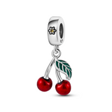 925 Sterling Silver Cherries Charm for Bracelets Fine Jewelry Women