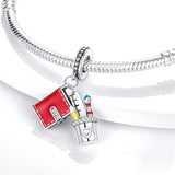 925 Sterling Silver Stationary Set Charm for Bracelets Fine Jewelry Women