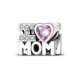 925 Sterling Silver I Love Mom Charm for Bracelets Fine Jewelry Women