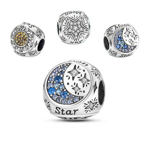 925 Sterling Silver Sun Moon & Star Charm
