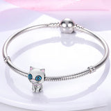 925 Sterling Silver Kitty Charm for Bracelets Fine Jewelry Women