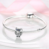 925 Sterling Silver Owl Charm for Bracelets Fine Jewelry Women