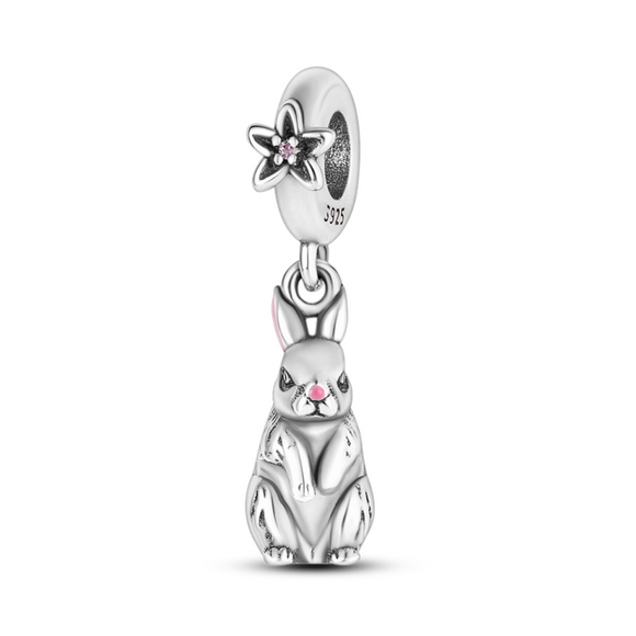 925 Sterling Silver Rabbit Charm for Bracelets Fine Jewelry Women Pendant